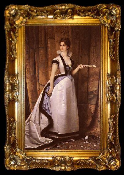 framed  Lefebvre, Jules Joseph Portrait of a Woman, ta009-2